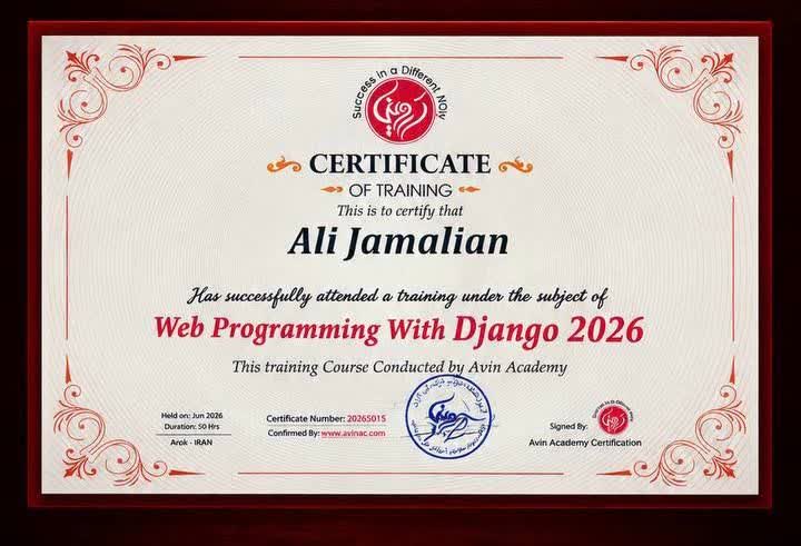 Ali Jamalian Django Certificate
